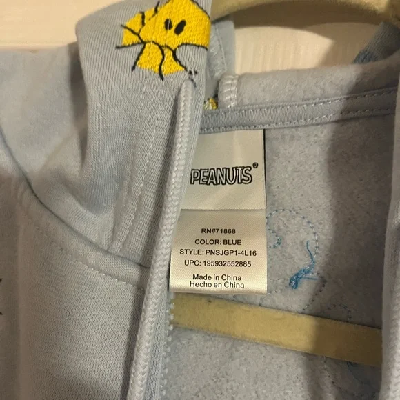 Peanuts Light Blue Zip-Up Hoodie - Picture 3 of 3